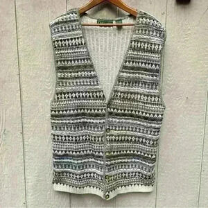Vintage Croft & Barrow Cotton Striped Button Up Men’s Sweater Vest LT
